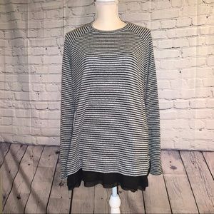 DownEast striped lightweight stretchy sweater